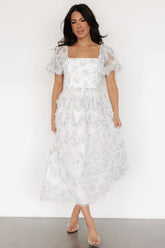 Kiera Ruffle Dress | Off White + Lavender